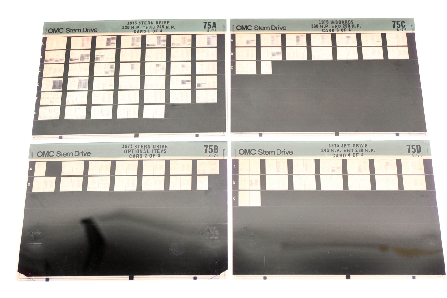 OMC XM020-81 1975 #75A/B/C/D Microfiche Lot
