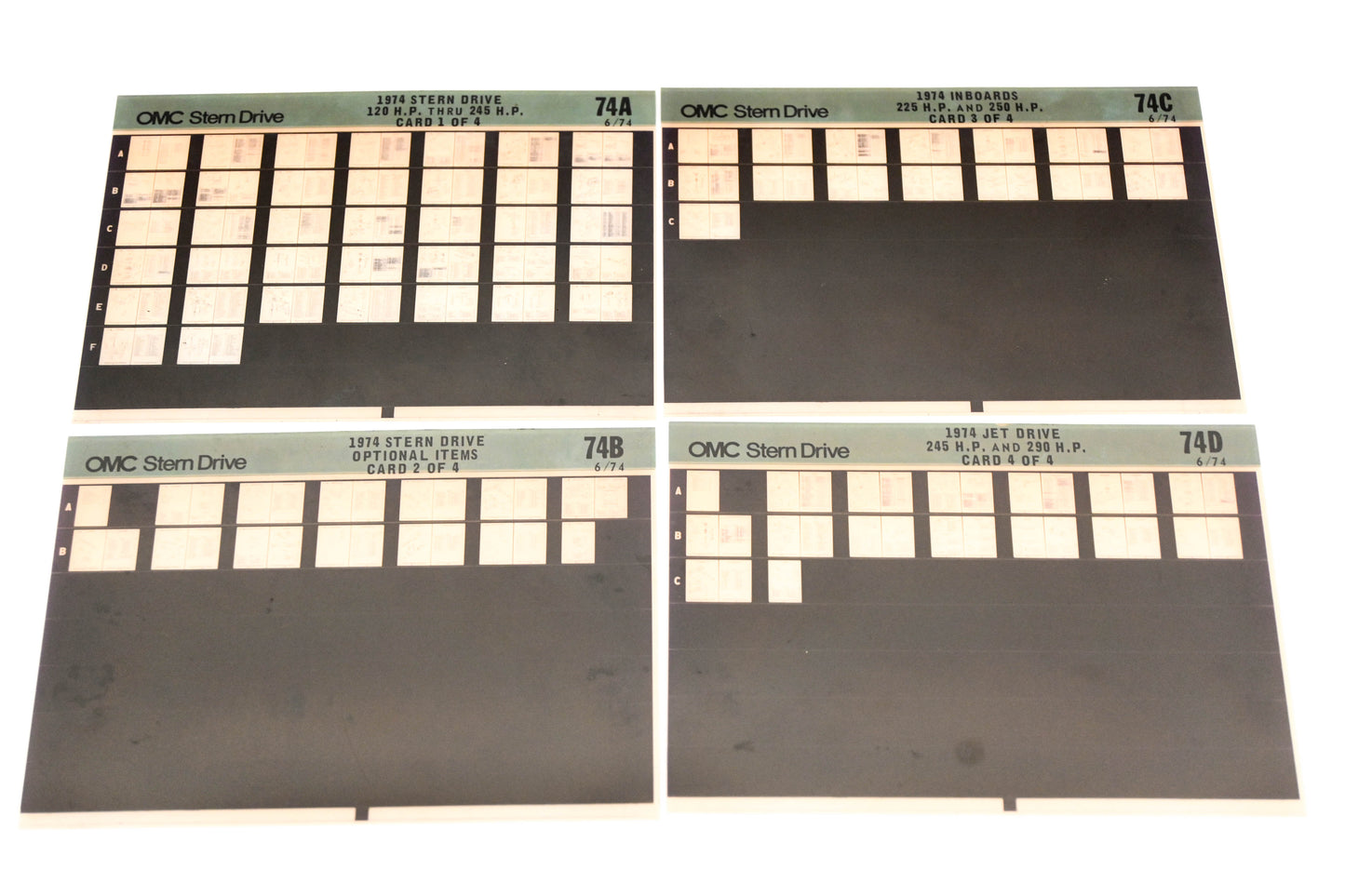 OMC XM020-82 1974 #74A/B/C/D Microfiche Lot