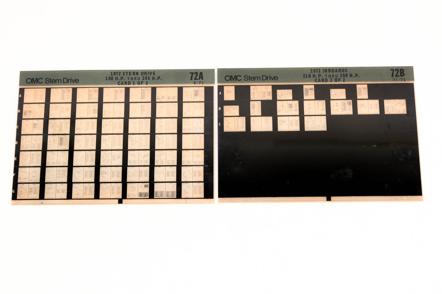 OMC XM020-84 1972 Sterndrive 100-245HP, Inboard 210-250HP #72A/B Microfiche Lot