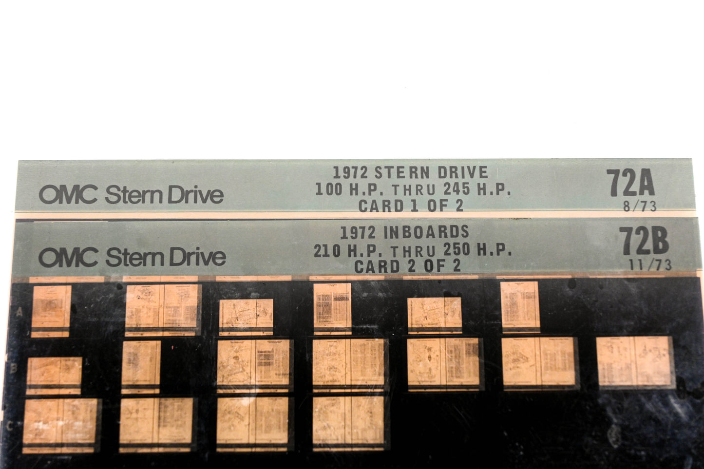 OMC XM020-84 1972 Sterndrive 100-245HP, Inboard 210-250HP #72A/B Microfiche Lot