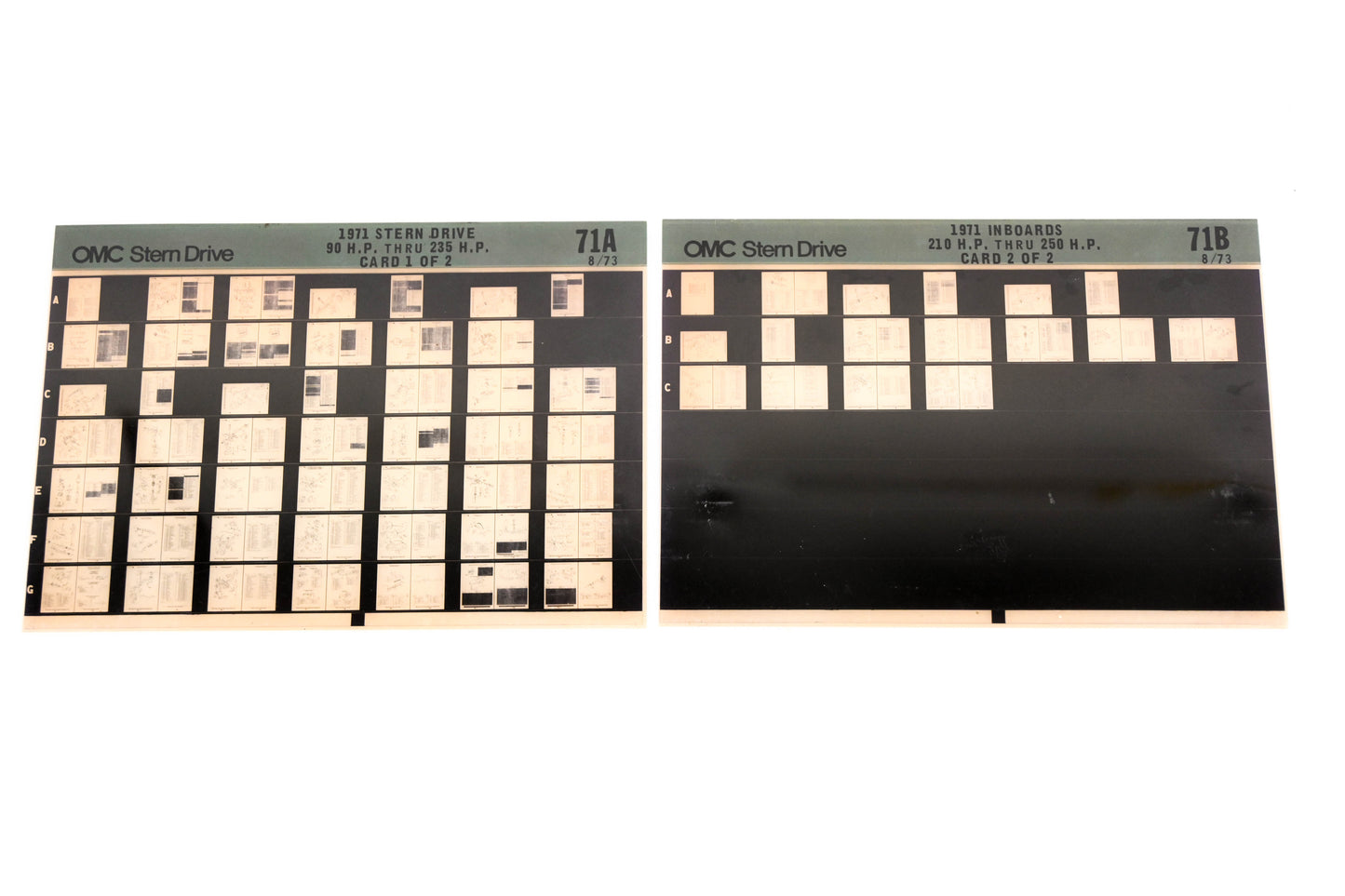 OMC XM020-85 1971 Sterndrive 90-235HP, Inboard 210-250HP #71A/B Microfiche Lot
