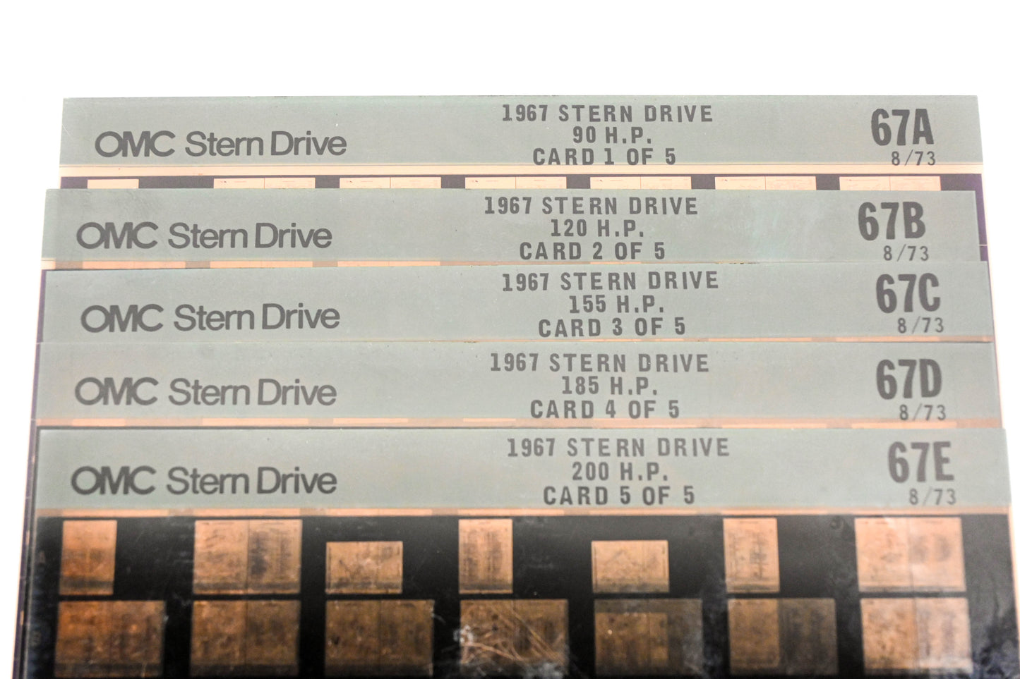 OMC XM020-89 1967 Sterndrive 90-200HP #67A/B/C/D/E Microfiche Lot