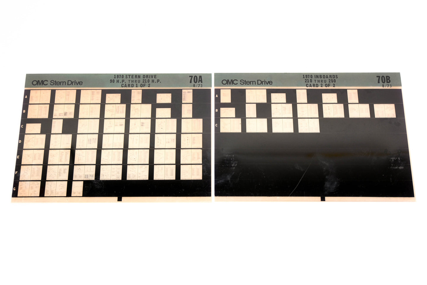 OMC XM020-90 1970 Sterndrive 90-210HP, Inboard 210-250 #70A/B Microfiche Lot
