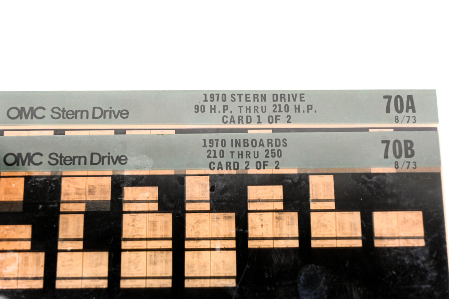 OMC XM020-90 1970 Sterndrive 90-210HP, Inboard 210-250 #70A/B Microfiche Lot
