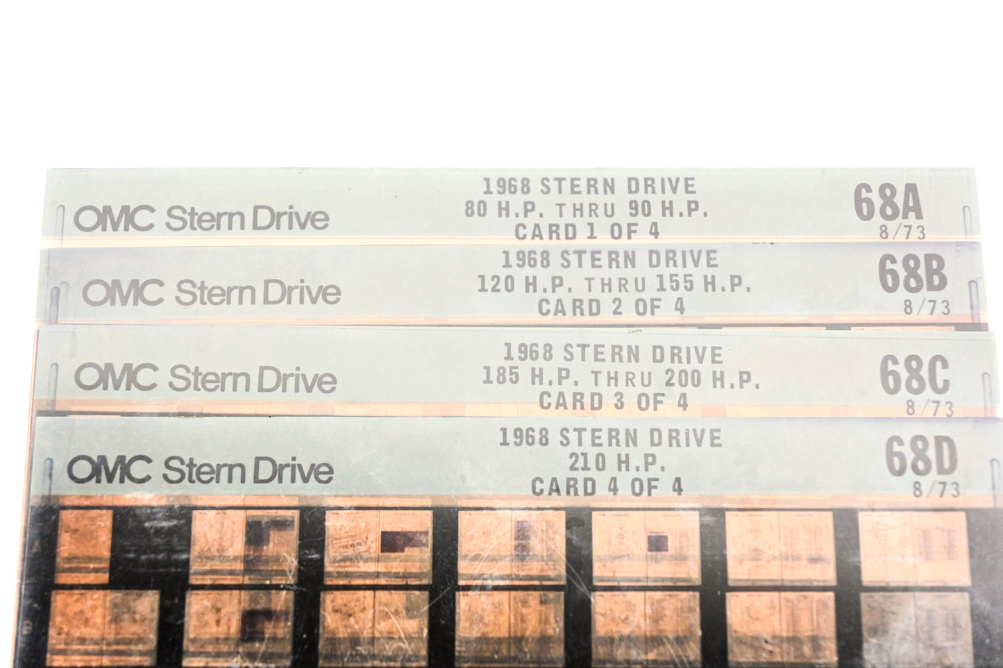 OMC XM020-91 1968 Sterndrive 80-210 HP #68A/B/C/D Microfiche Lot