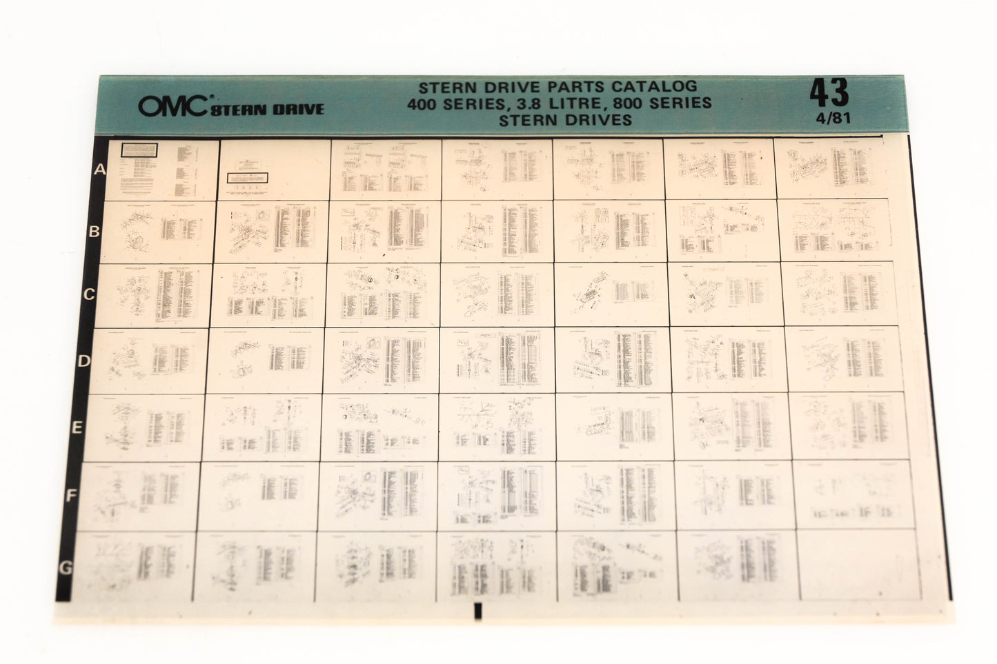 OMC XM020-97 400 Series, 3.8L, 800 Series Stern Drive Parts Catalog #43 Microfiche