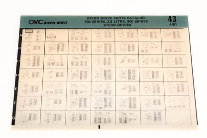 OMC XM020-97 400 Series, 3.8L, 800 Series Stern Drive Parts Catalog #43 Microfiche
