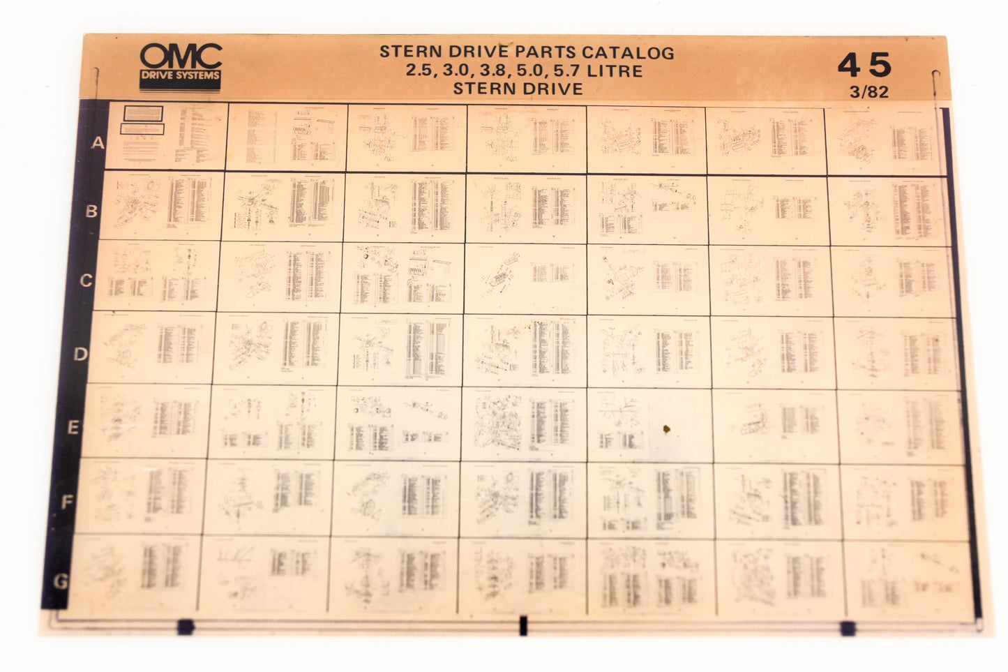 OMC XM020-98 2.5, 3.0, 3.8, 5.0,5.7 Litre Stern Drive Parts Catalog #45 Microfiche