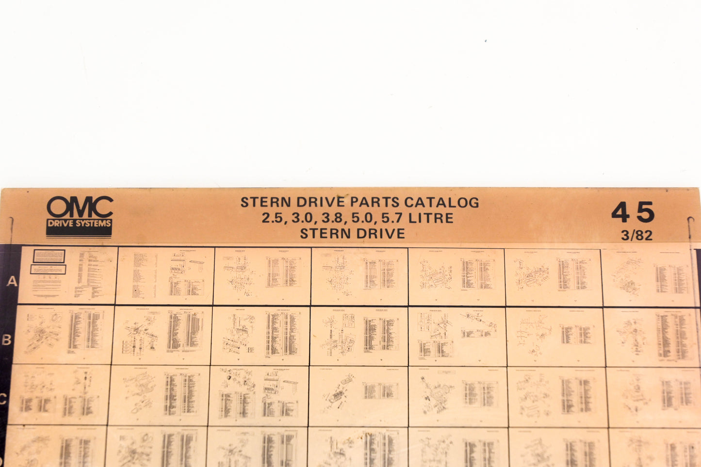 OMC XM020-98 2.5, 3.0, 3.8, 5.0,5.7 Litre Stern Drive Parts Catalog #45 Microfiche