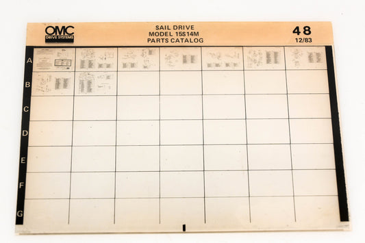 OMC XM020-100 Model 15S14M Sail Drive Parts Catalog #48 Microfiche