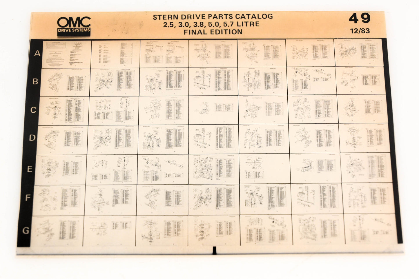 OMC XM020-101 2.5, 3.0, 3.8, 5.0, 5.7 Litre Final Edition Parts Catalog #49 Microfiche