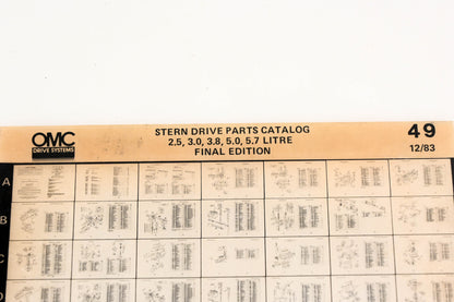 OMC XM020-101 2.5, 3.0, 3.8, 5.0, 5.7 Litre Final Edition Parts Catalog #49 Microfiche