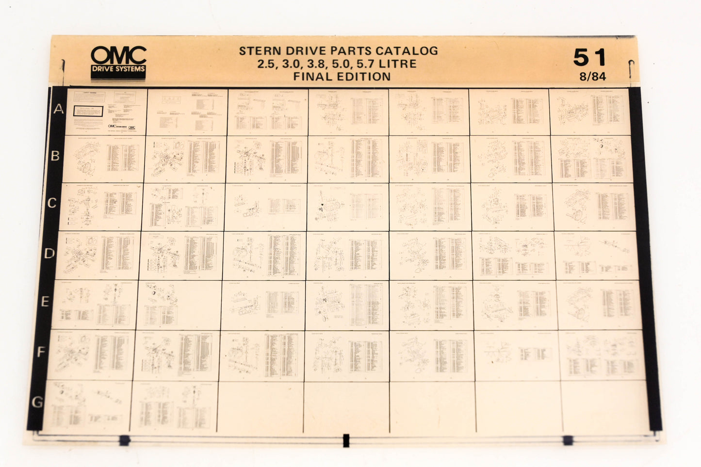 OMC XM020-103 2.5, 3.0, 3.8, 5.0, 5.7 Litre Final Edition Parts Catalog #51 Microfiche