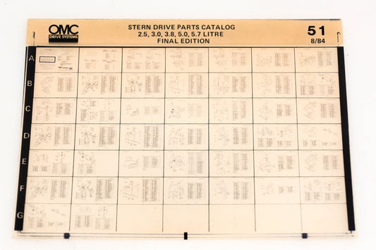 OMC XM020-103 2.5, 3.0, 3.8, 5.0, 5.7 Litre Final Edition Parts Catalog #51 Microfiche