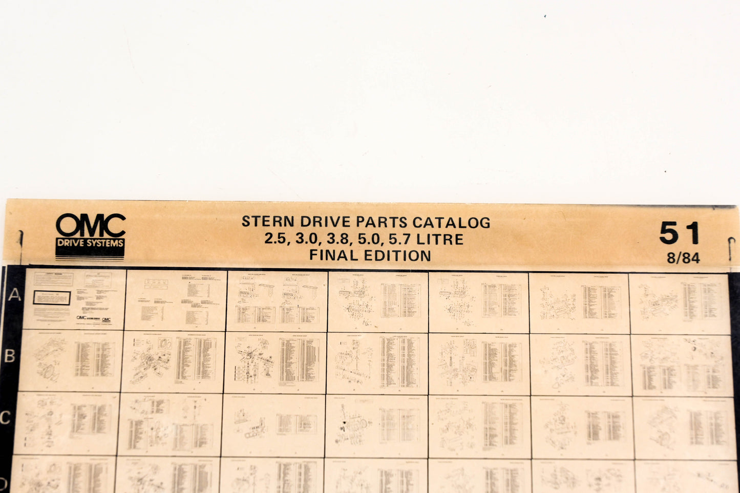 OMC XM020-103 2.5, 3.0, 3.8, 5.0, 5.7 Litre Final Edition Parts Catalog #51 Microfiche