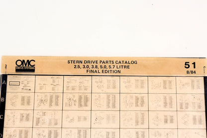 OMC XM020-103 2.5, 3.0, 3.8, 5.0, 5.7 Litre Final Edition Parts Catalog #51 Microfiche