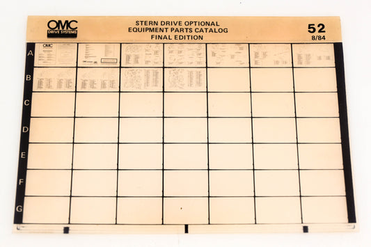 OMC XM020-104 Stern Drive Optional Equipment Parts Catalog Final Edition #52 Microfiche