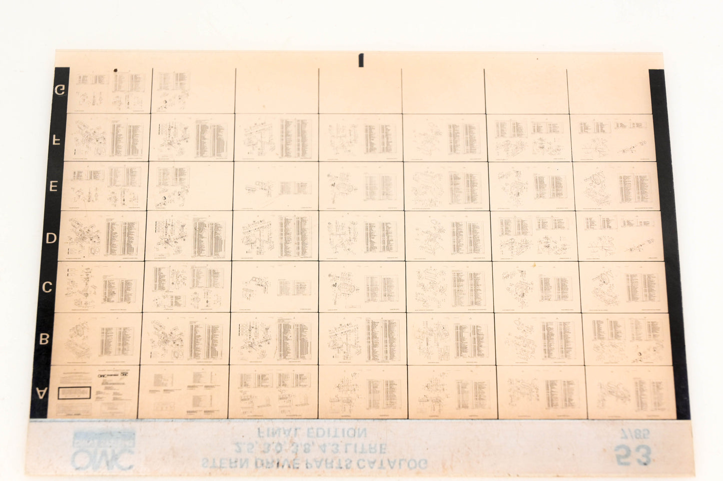 OMC XM020-105 2.5, 3.0, 3.8, 4.3 Litre Sterndrive Final Edition Parts Catalog #53 Microfiche