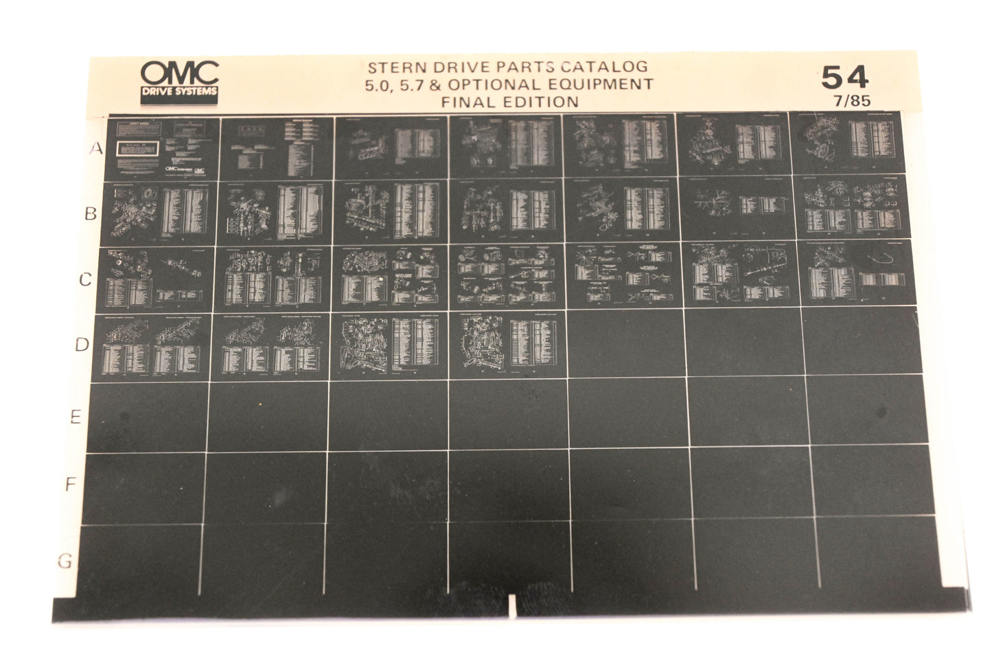 OMC XM020-106 5.0, 5.7L Stern Drive Parts & Optional Equipment Final Edition #54 Microfiche