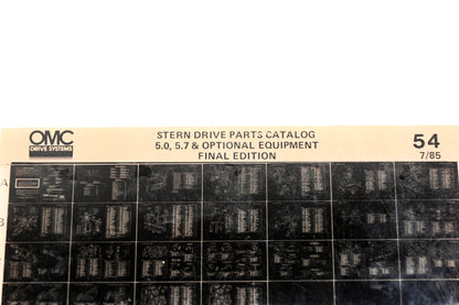 OMC XM020-106 5.0, 5.7L Stern Drive Parts & Optional Equipment Final Edition #54 Microfiche