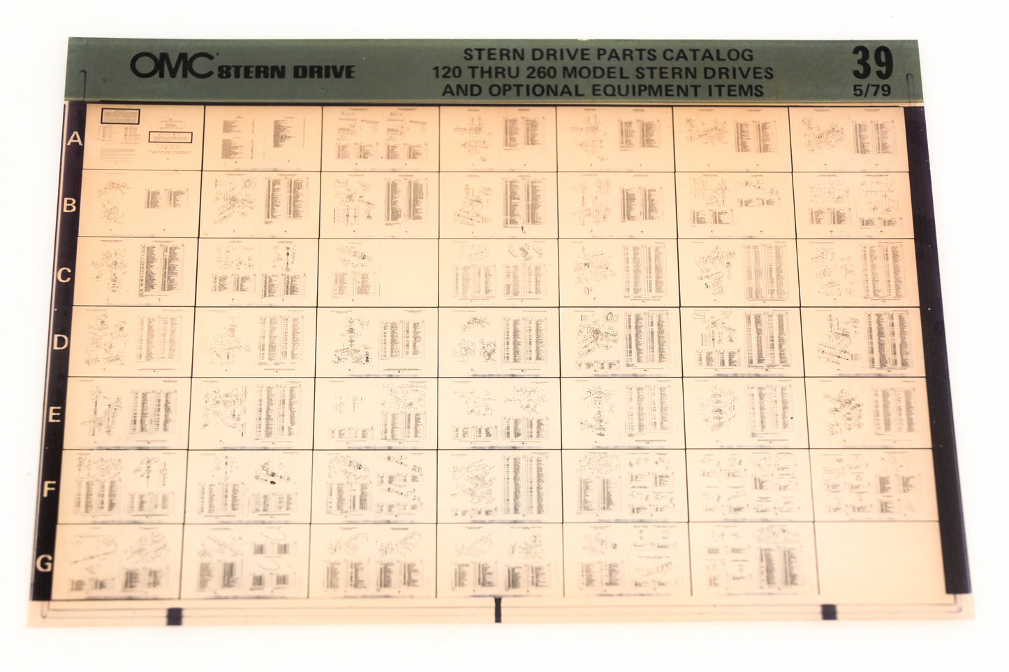 OMC XM020-107 120-260 Model Stern Drive Parts & Optional Equipment Catalog #39 Microfiche