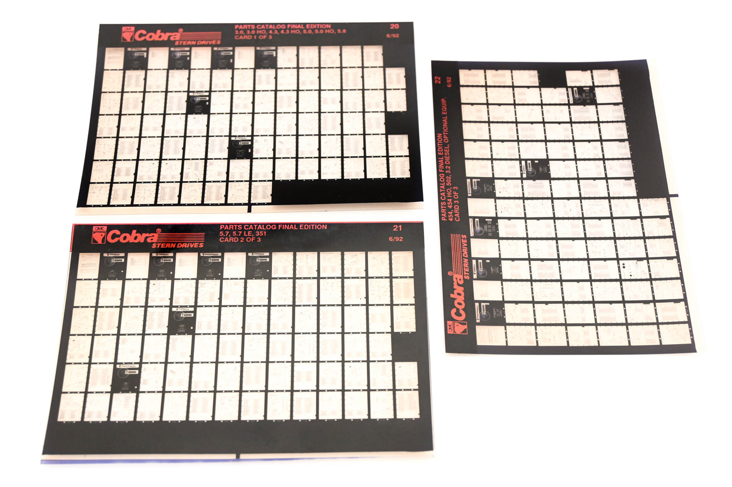 OMC XZA020-24 Cobra Parts Catalog Final Edition #20,21,22 Microfiche Lot