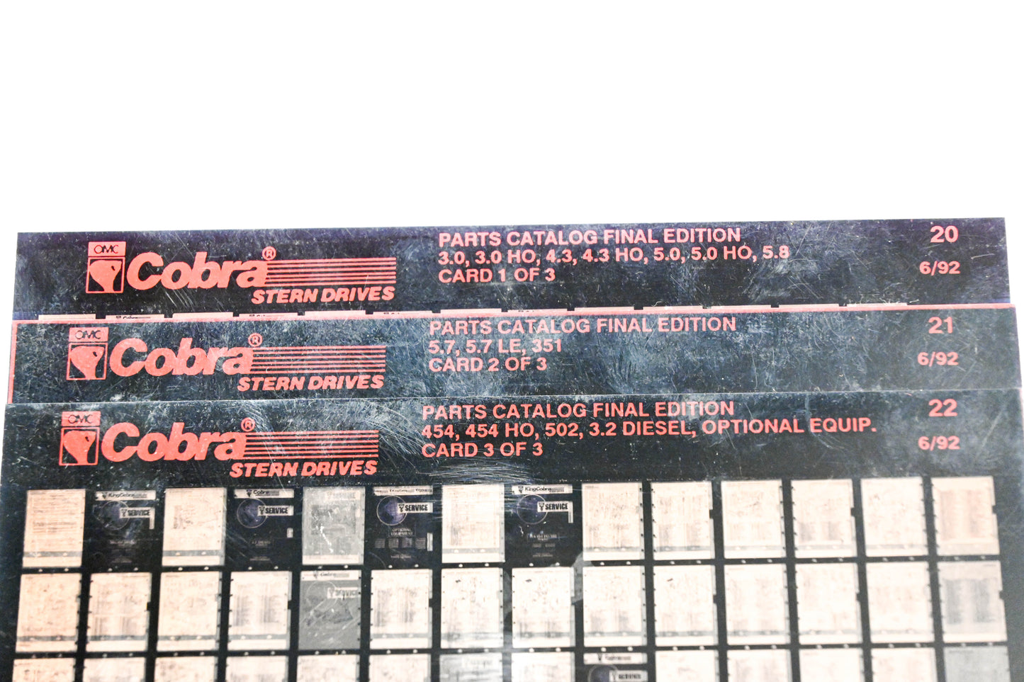 OMC XZA020-24 Cobra Parts Catalog Final Edition #20,21,22 Microfiche Lot