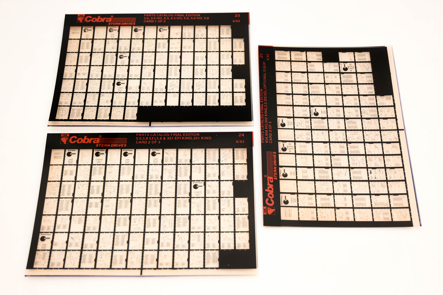 OMC XZA020-25 Cobra Parts Catalog Final Edition # 7,8,9 Microfiche Lot