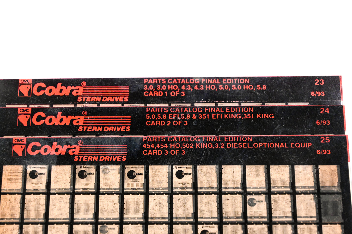 OMC XZA020-25 Cobra Parts Catalog Final Edition # 7,8,9 Microfiche Lot