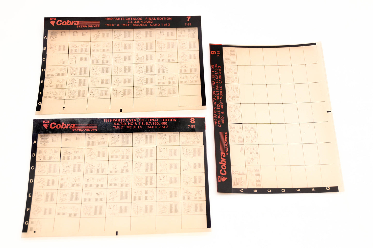 OMC XZA020-26 Cobra Parts Catalog Final Edition # 23,24,25 Microfiche Lot