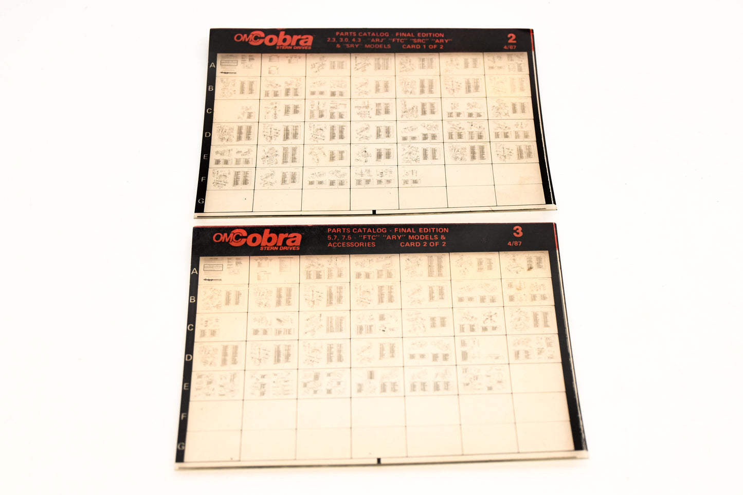 OMC XZA020-27 Cobra Parts Catalog Final Edition #2,3 Microfiche Lot