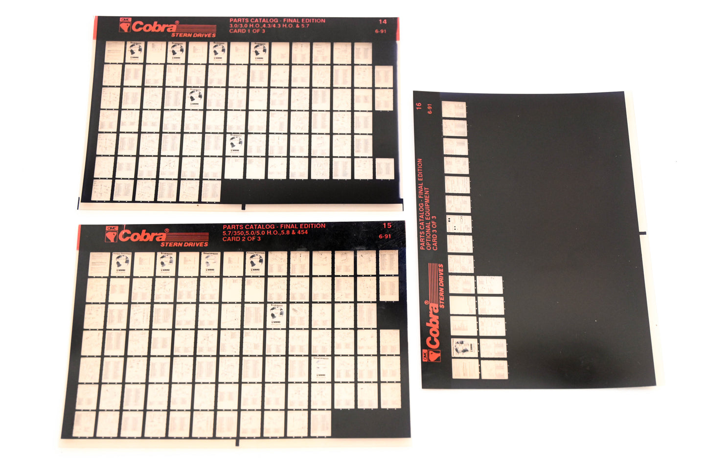 OMC XZA020-31 Cobra Parts Catalog Final Edition #14,15,16 Microfiche Lot