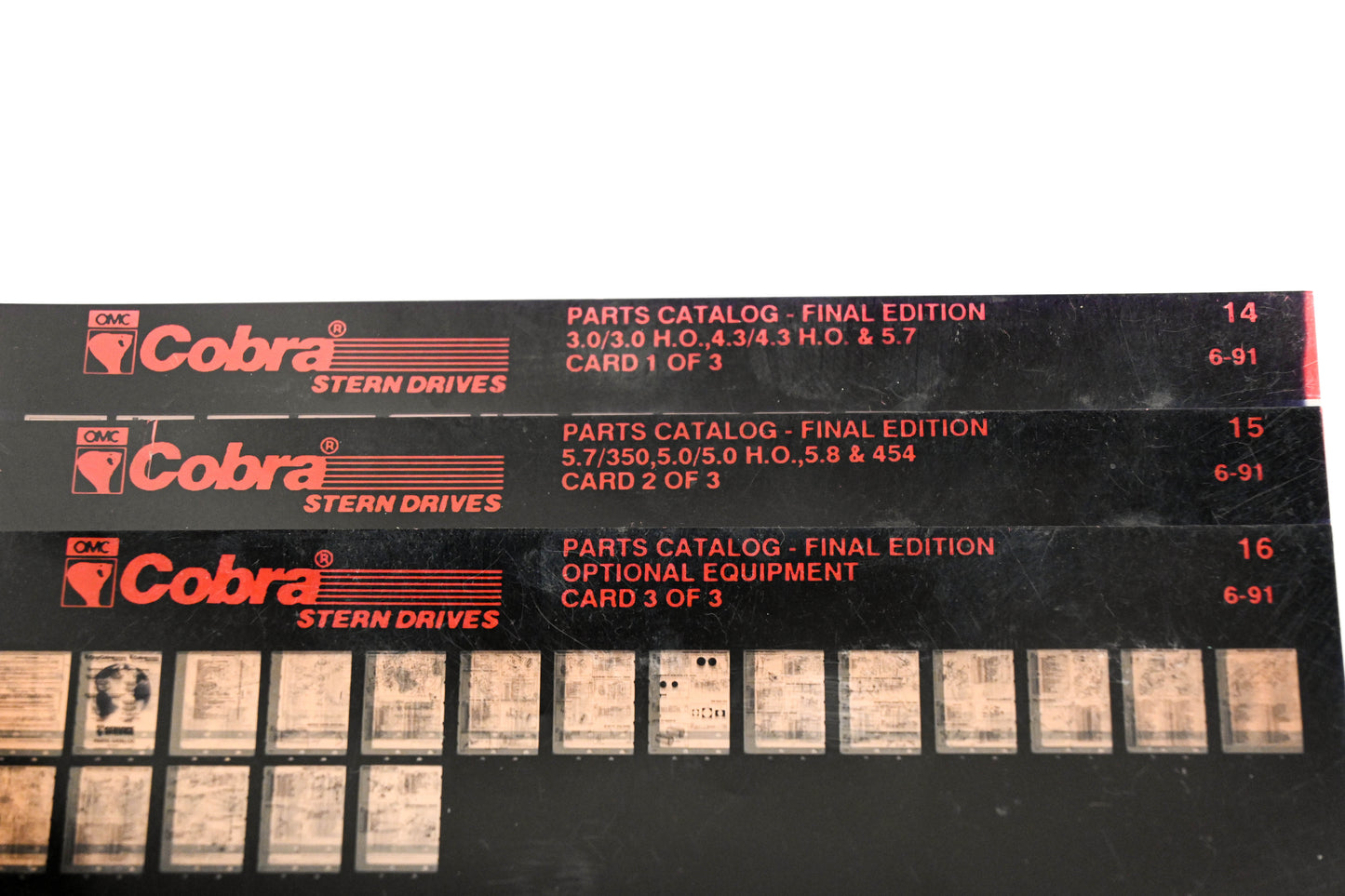 OMC XZA020-31 Cobra Parts Catalog Final Edition #14,15,16 Microfiche Lot
