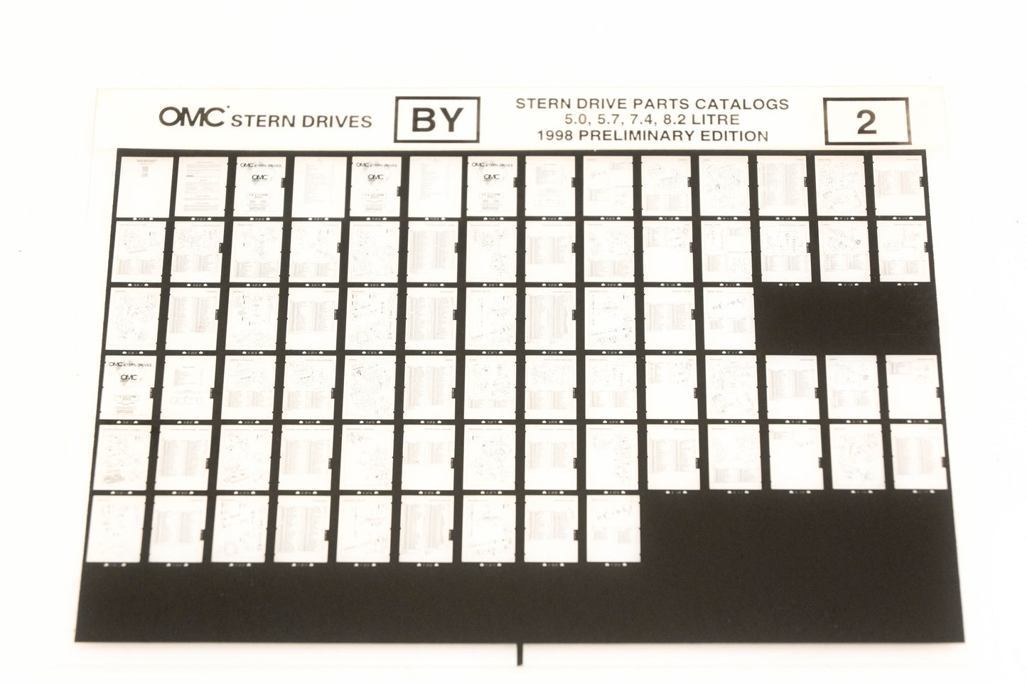 OMC XZA020-43 1998 Preliminary Edition Parts Catalog 5.0, 5.7, 7.4, 8.2L #2 Microfiche