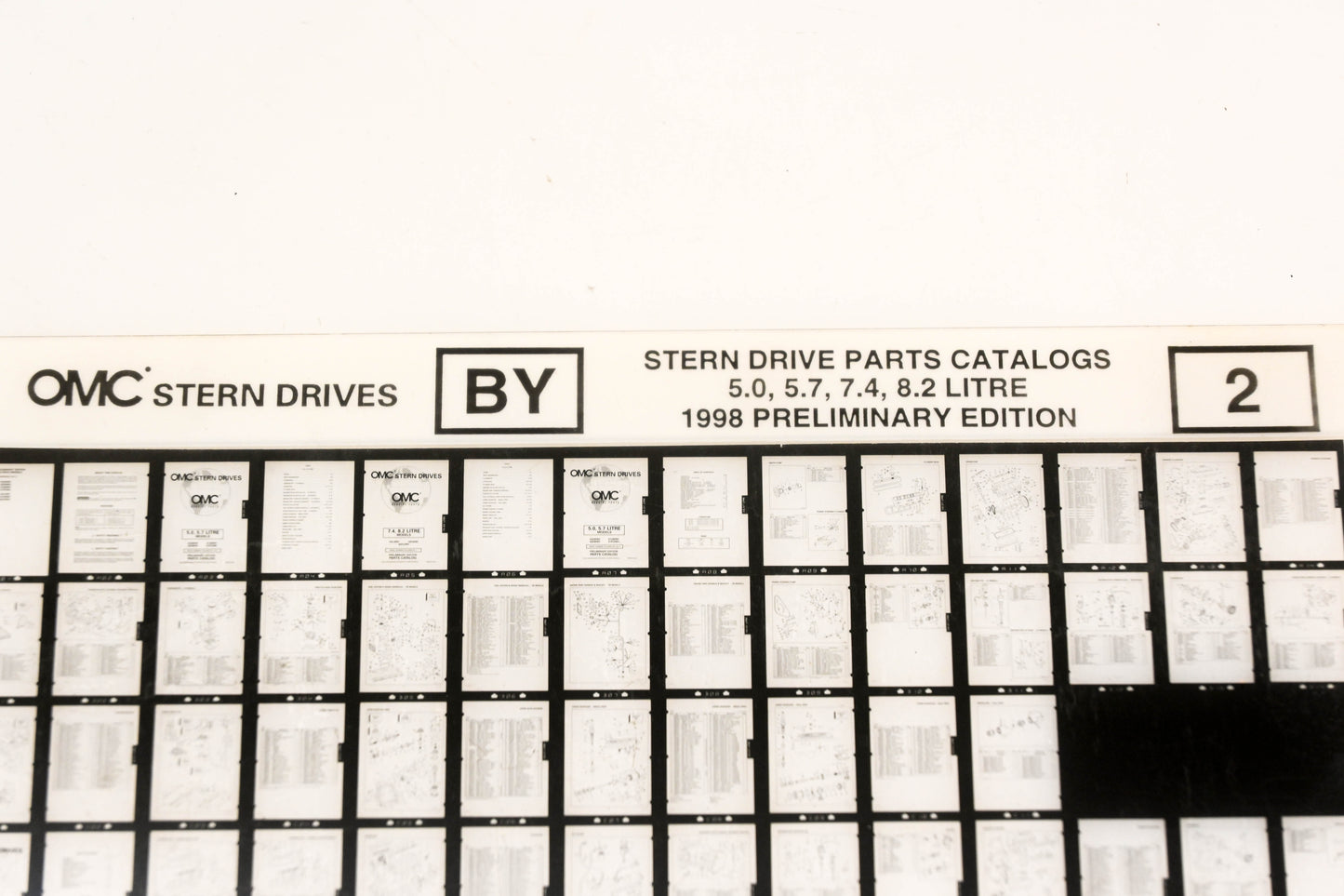 OMC XZA020-43 1998 Preliminary Edition Parts Catalog 5.0, 5.7, 7.4, 8.2L #2 Microfiche