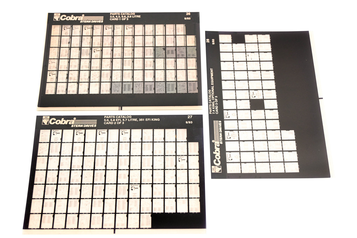 OMC XZA020-46 Cobra 9/1993 Parts Catalog #26, 27, 28 Microfiche Lot