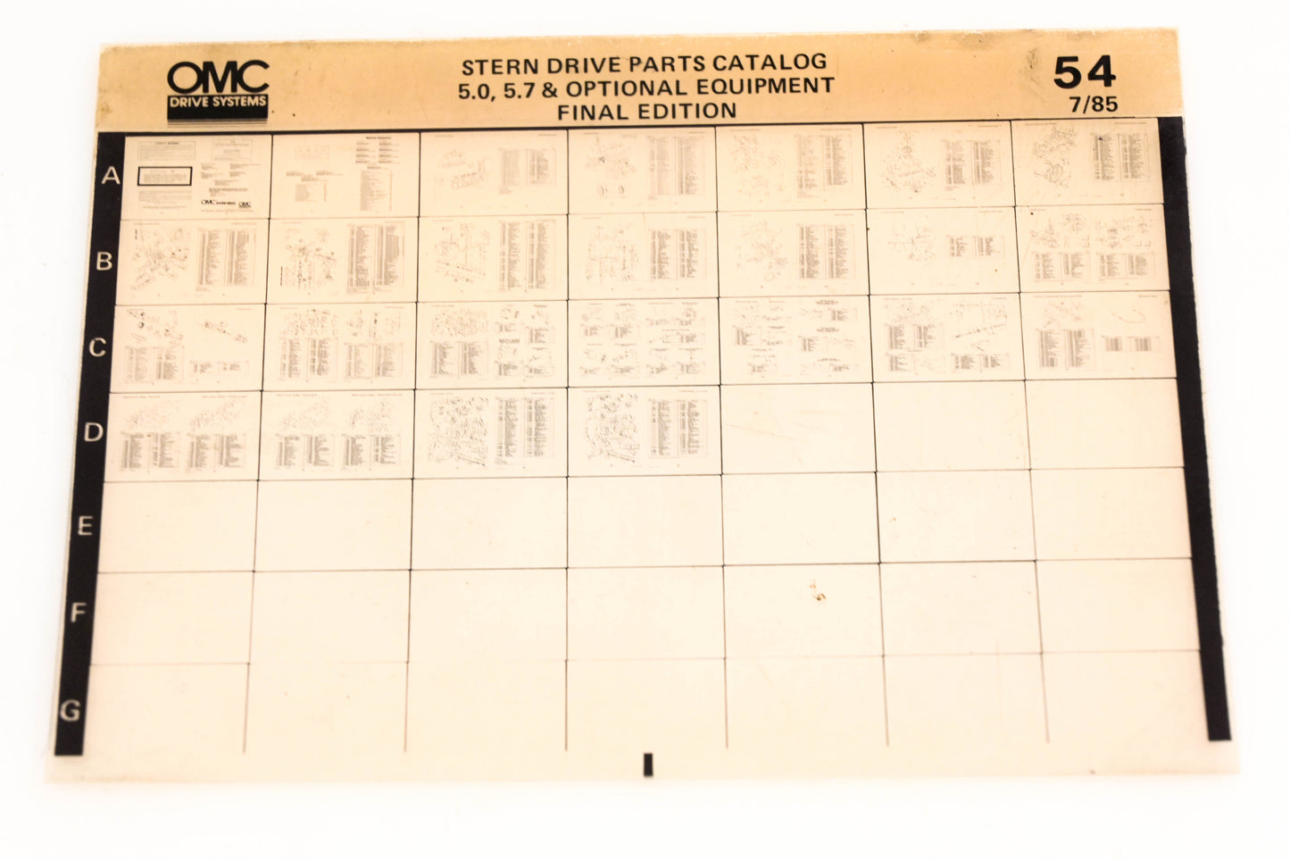 OMC XZA020-52 7/1985 Final Edition Parts Catalog #54 Microfiche