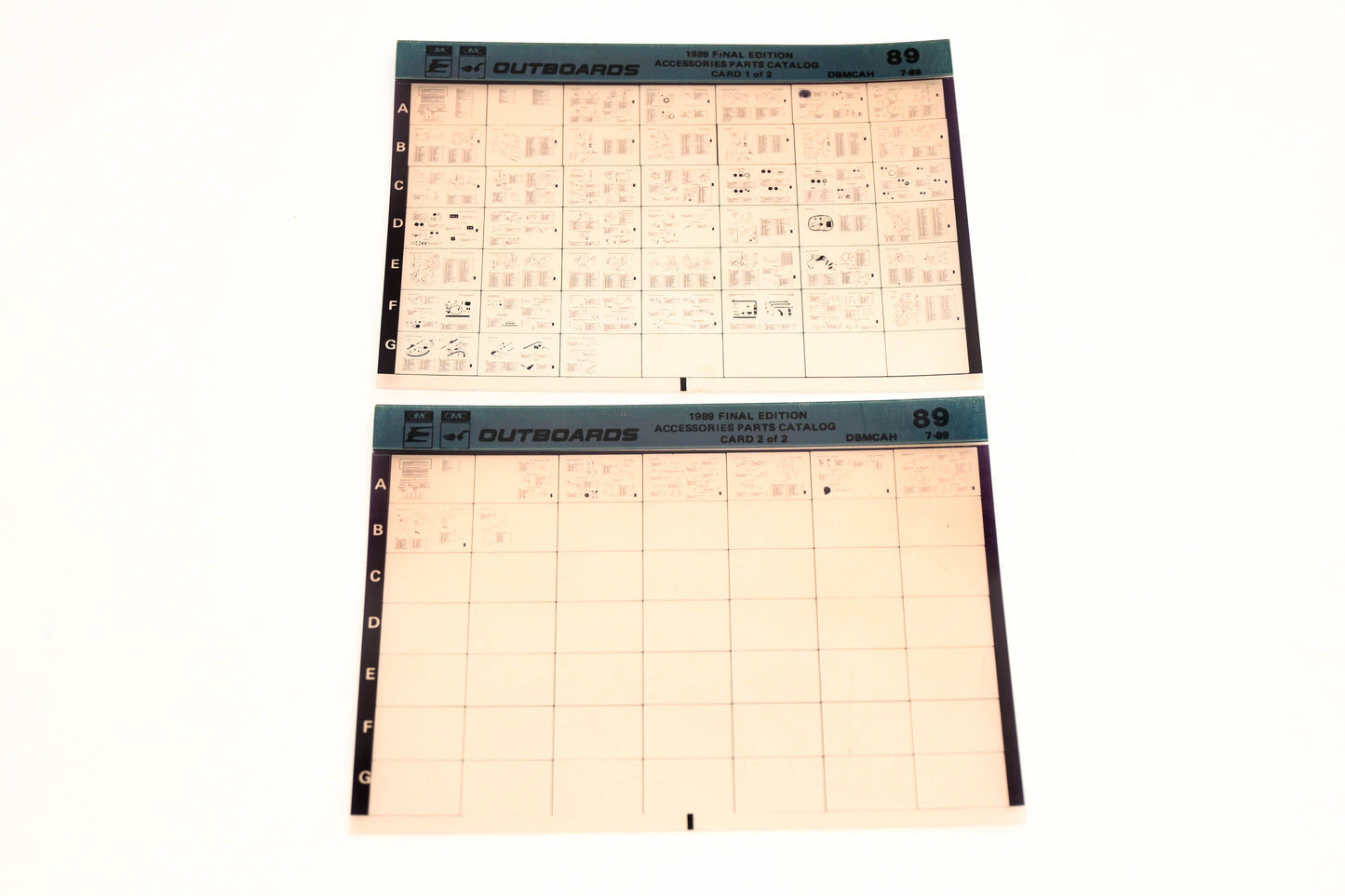 OMC XZA020-78 1989 Final Edition Accessories Parts Catalogs #89 1& 2 Microfiche Lot