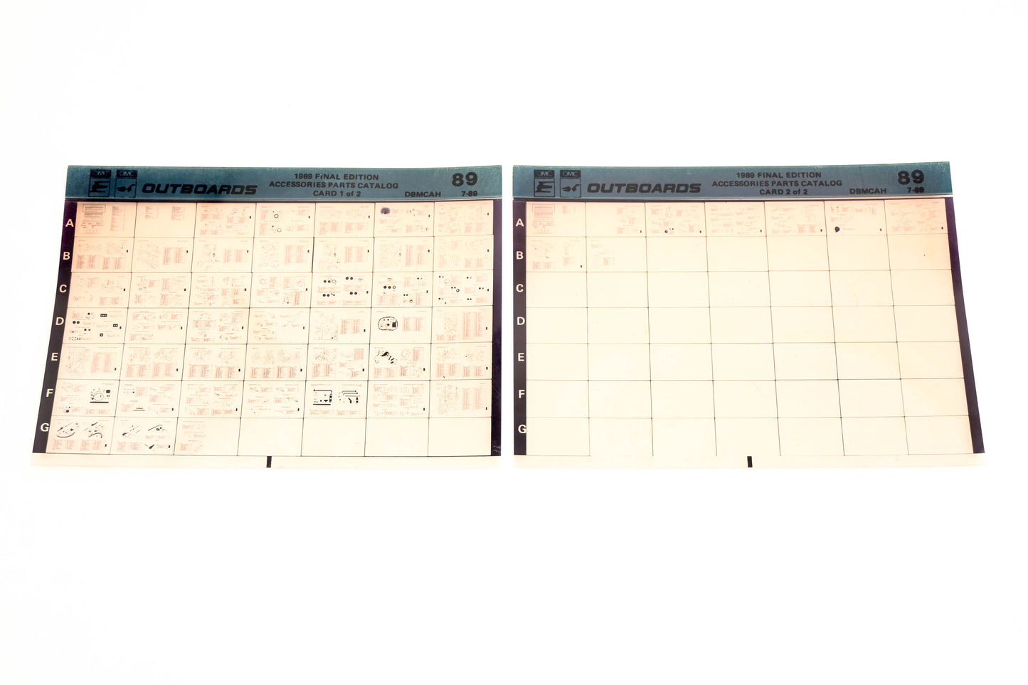 OMC XZA020-78 1989 Final Edition Accessories Parts Catalogs #89 1& 2 Microfiche Lot