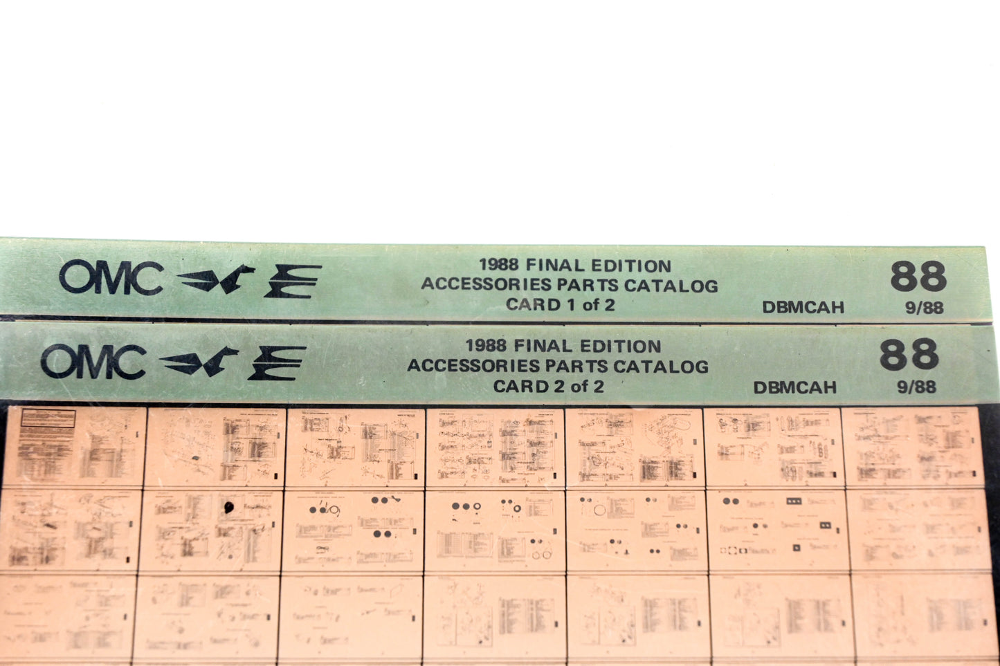 OMC XZA020-79 1988 Final Edition Accessories Parts Catalog #88 1&2 Microfiche Lot
