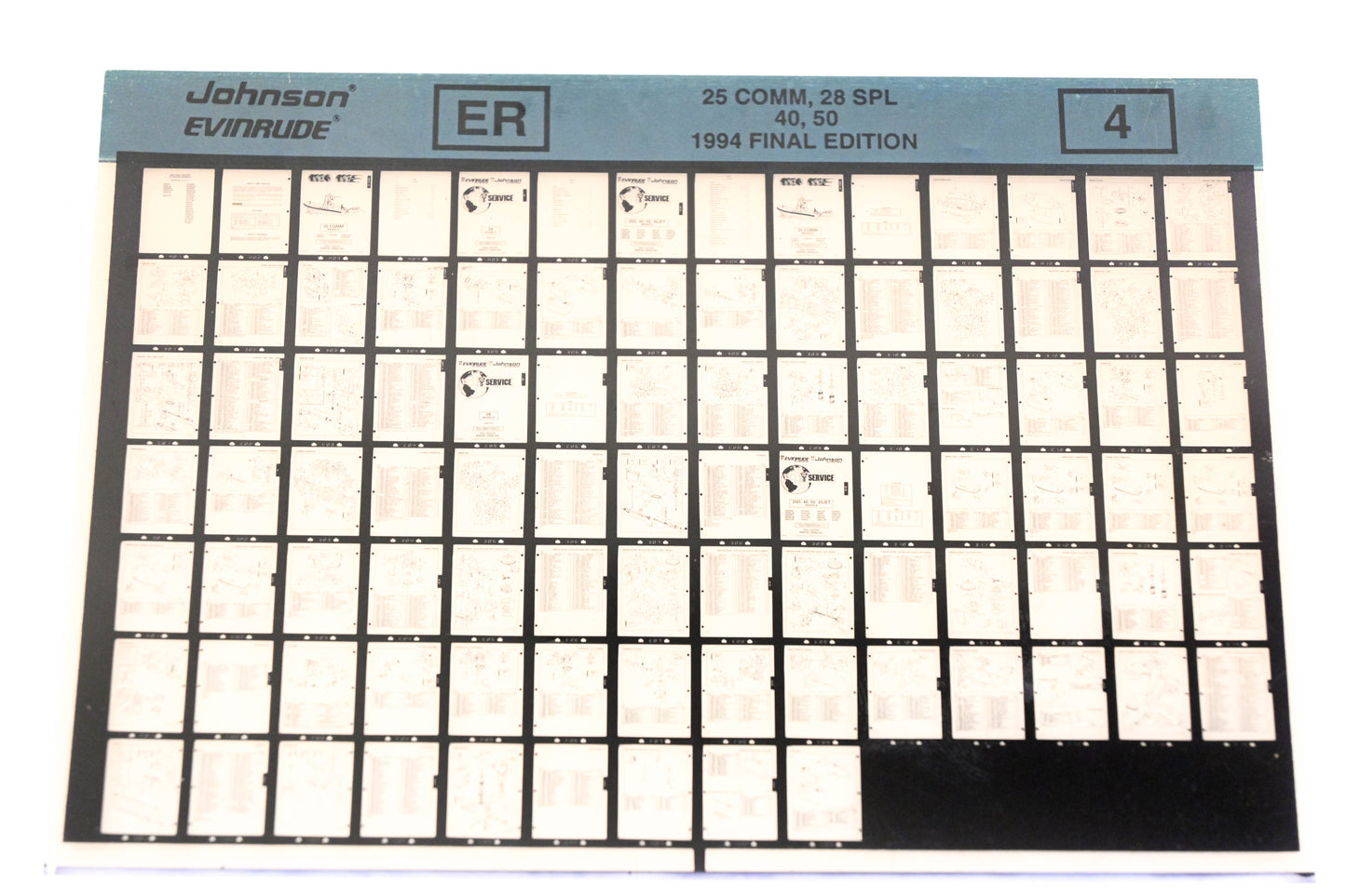 Johnson Evinrude XZA020-83 1994 Final Edition 25 Comm, 28 SPL, 40, 50 #4 Microfiche