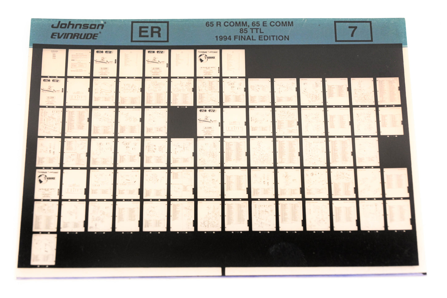 Johnson Evinrude XZA020-86 1994 Final Edition 65 R Comm, 65 E Comm, 85 TTL #7 Microfiche