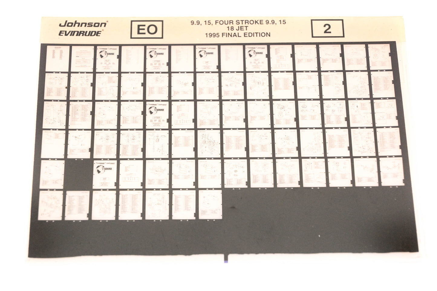 Johnson Evinrude XZA020-94 1995 Final Edition 9.9, 15, Four Stroke 9.9 ,15 ,18 Jet #2 Microfiche
