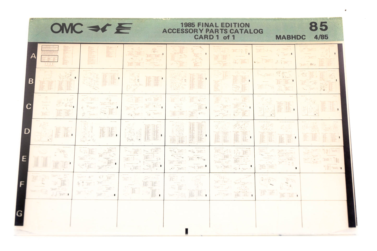OMC XZA020-110 1985 Final Edition Accessory Parts Catalog #85 Microfiche