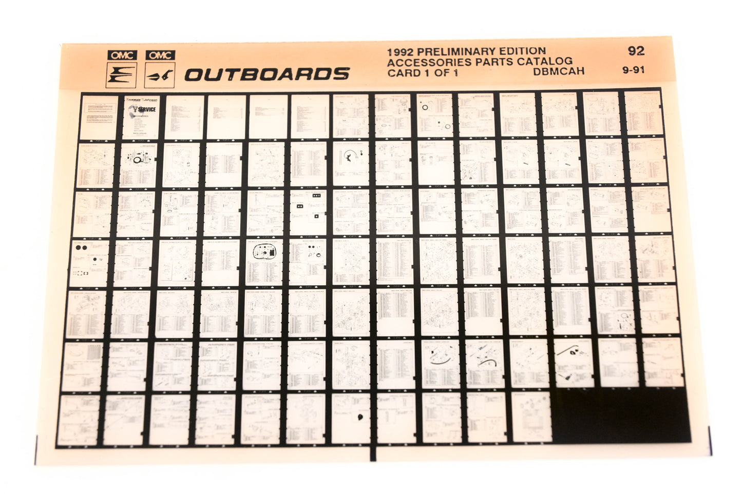 OMC XZA020-118 1992 Preliminary Edition Accessories Parts Catalog #92 Microfiche