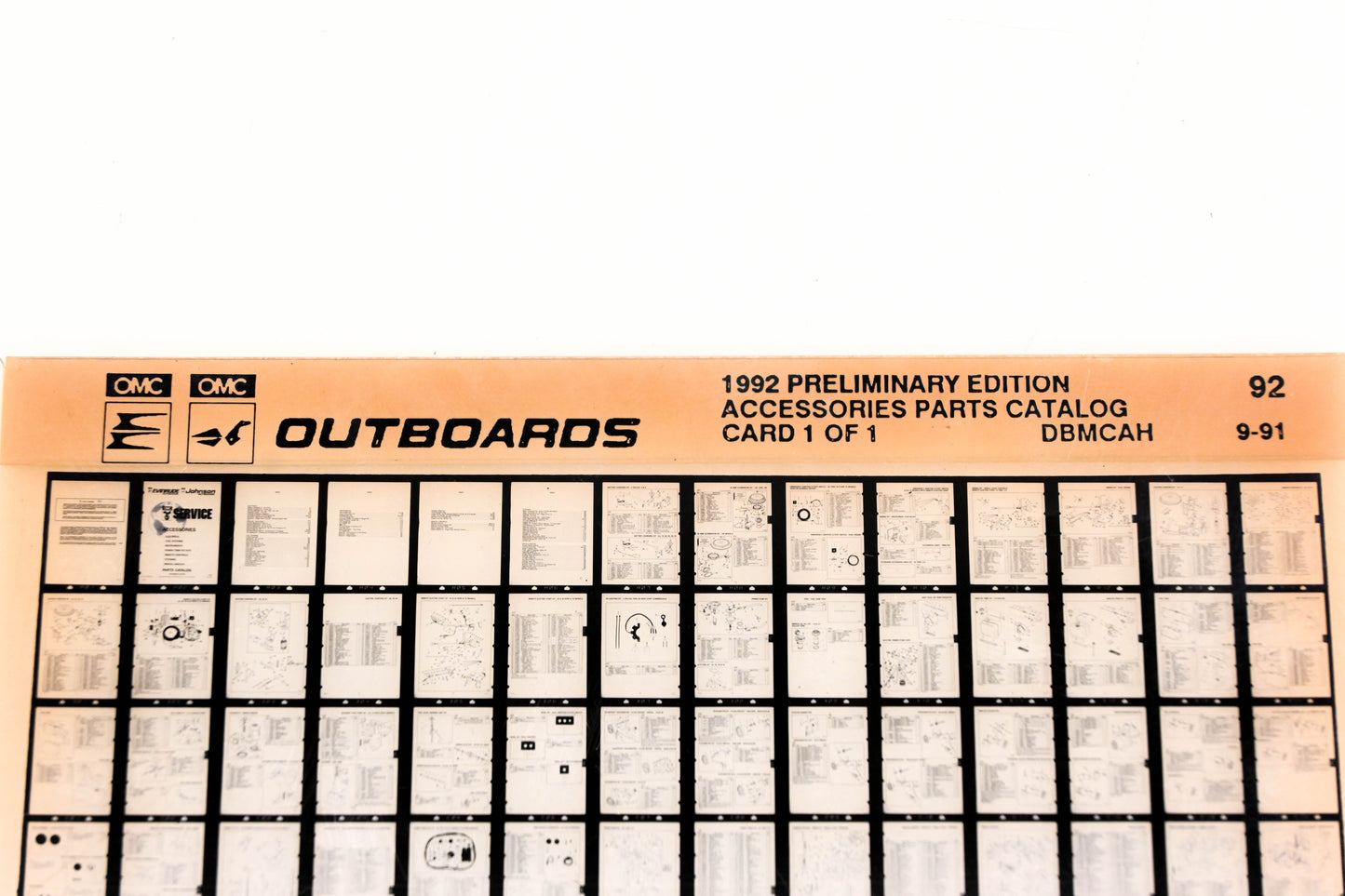 OMC XZA020-118 1992 Preliminary Edition Accessories Parts Catalog #92 Microfiche