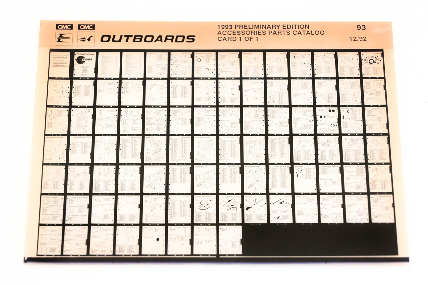 OMC XZA020-119 1993 Preliminary Edition Accessories Parts Catalog #93 Microfiche