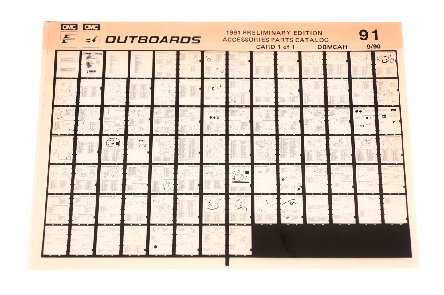 OMC XZA020-120 1991 Preliminary Edition Accessories Parts Catalog #91 Microfiche