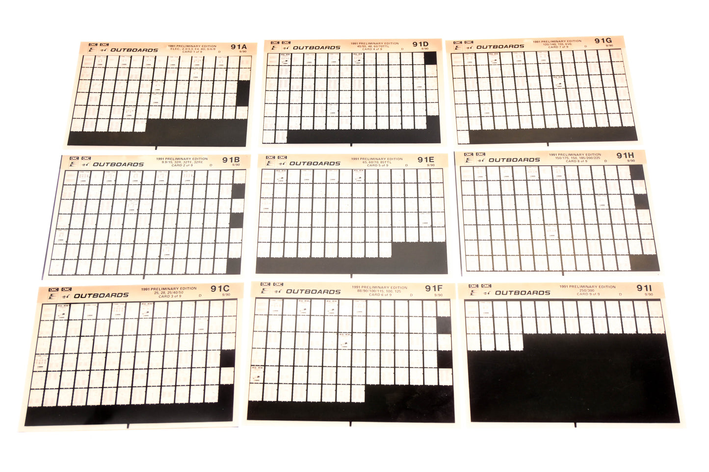 OMC XZA022-29 1991 Preliminary Edition #91A-I Microfiche Lot