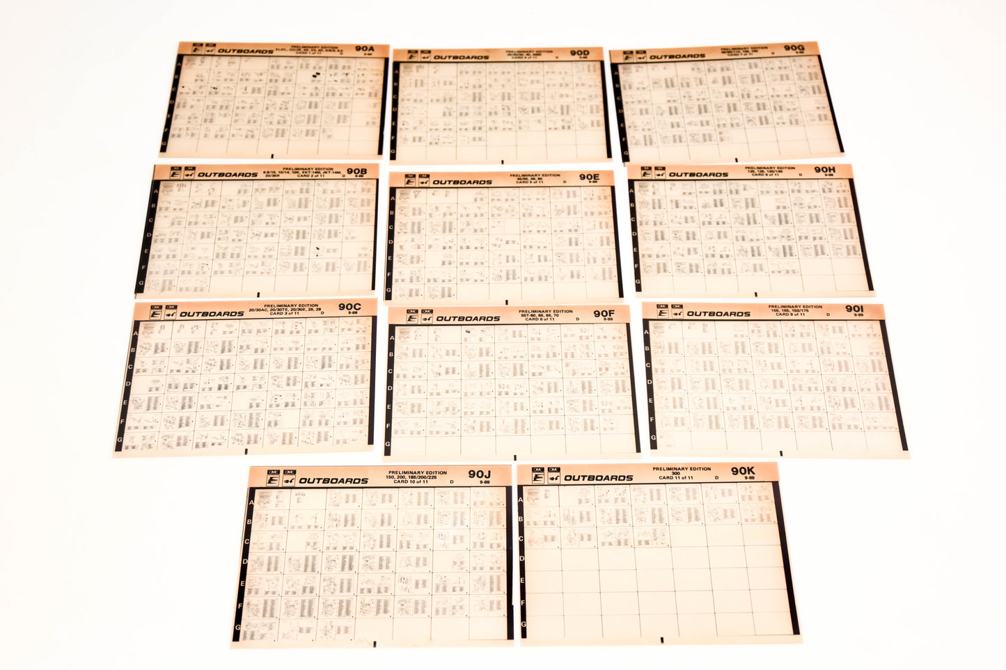 OMC XZA022-32 1990 89/1989 Preliminary Edition 90A-K Microfiche Lot